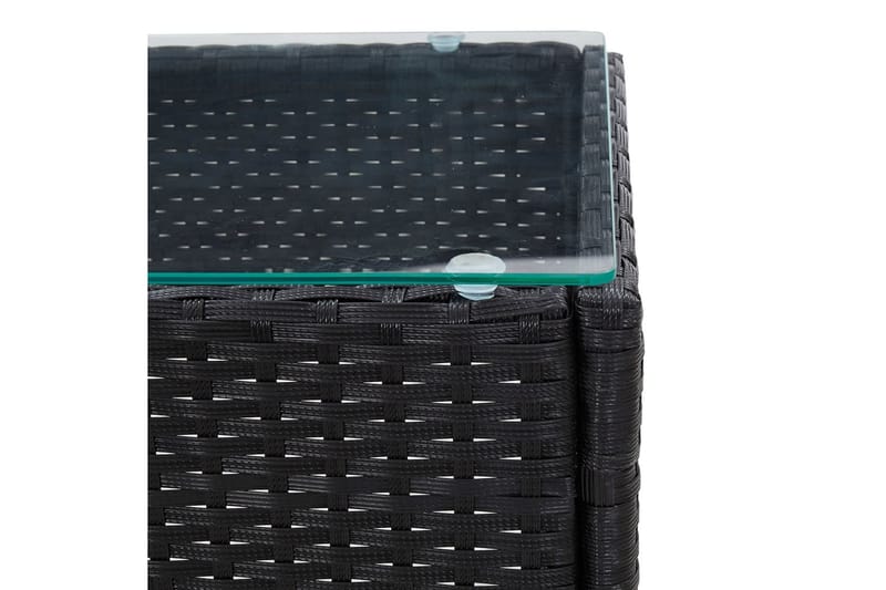 Soffbord svart 60x40x36 cm konstrotting/glas - Möbler - Vardagsrum - Soffbord & vardagsrumsbord - Soffbord