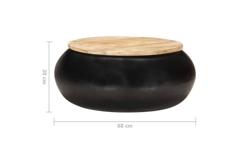 Soffbord svart 68x68x30 cm massivt mangoträ - Brun - Möbler - Vardagsrum - Soffbord & vardagsrumsbord - Soffbord