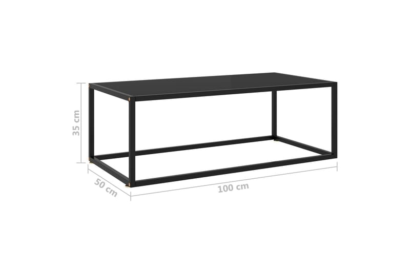 Soffbord svart med svart glas 100x50x35 cm - Soffbord - Bord