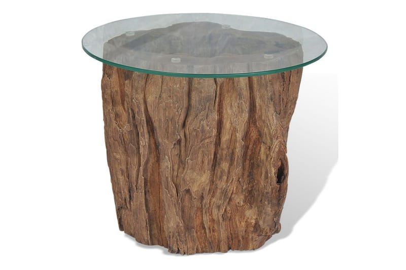 Soffbord teak glas 50x40 cm - Möbler - Vardagsrum - Soffbord & vardagsrumsbord - Soffbord