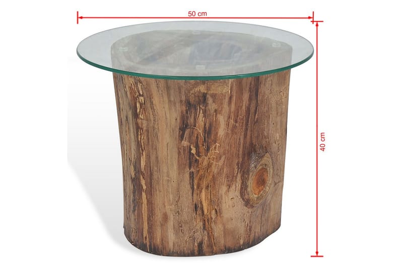 Soffbord teak glas 50x40 cm - Möbler - Vardagsrum - Soffbord & vardagsrumsbord - Soffbord