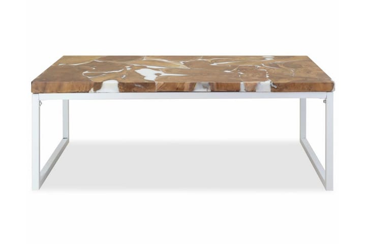 Soffbord teak och harts 110x60x40 cm - Vit - Bord - Marmorbord - Soffbord