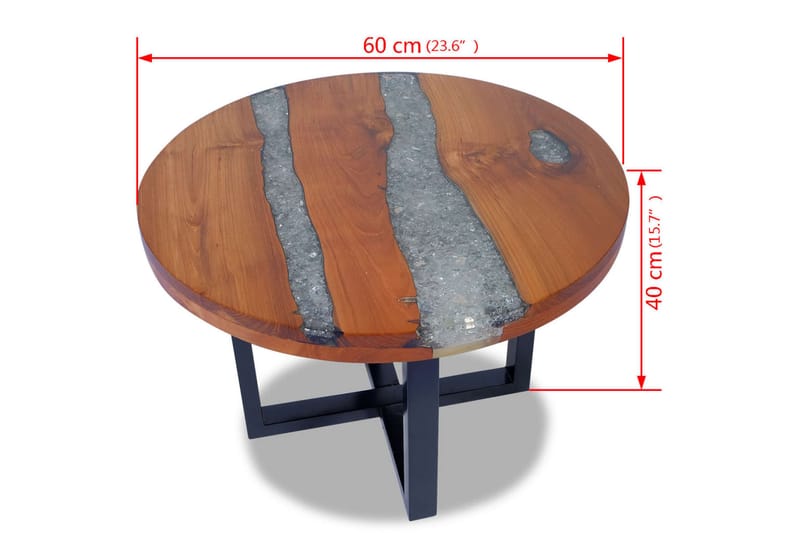 Soffbord teakträ harts 60 cm - Brun - Möbler - Vardagsrum - Soffbord & vardagsrumsbord - Soffbord