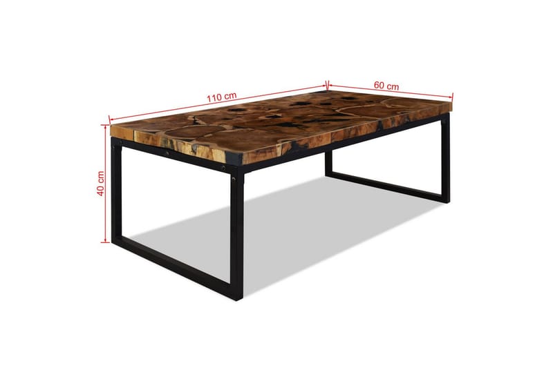 Soffbord teakträ och harts 110x60x40 cm - Svart - Soffbord - Bord