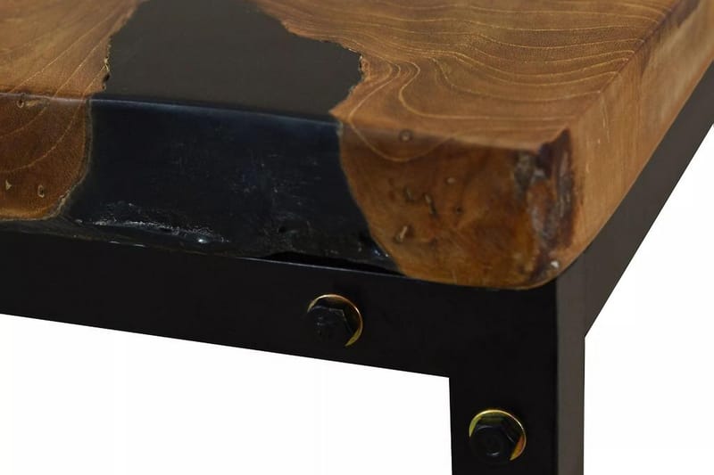 Soffbord teakträ och harts 60x60x40 cm - Svart - Soffbord - Bord