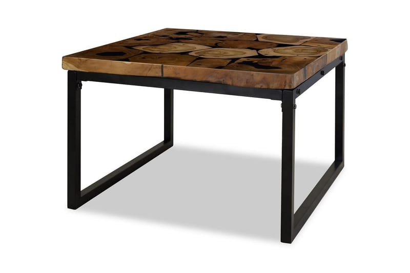 Soffbord teakträ och harts 60x60x40 cm - Svart - Möbler - Vardagsrum - Soffbord & vardagsrumsbord - Soffbord