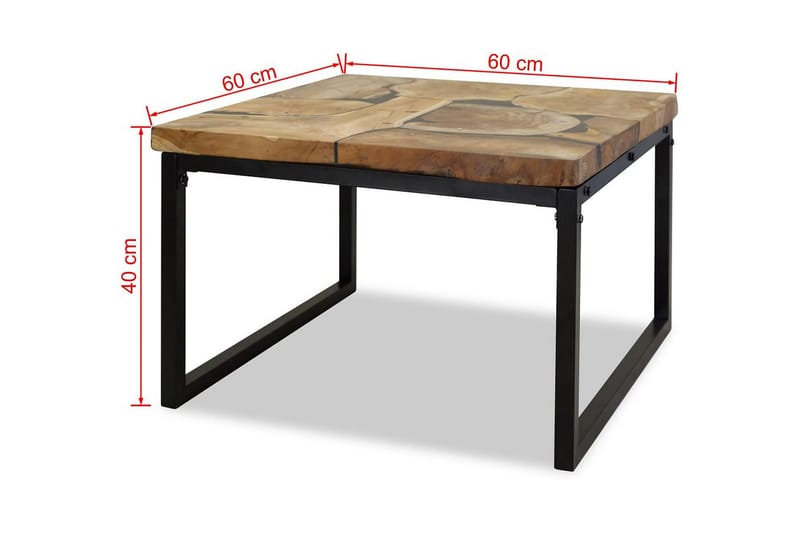 Soffbord teakträ och harts 60x60x40 cm - Svart - Möbler - Vardagsrum - Soffbord & vardagsrumsbord - Soffbord