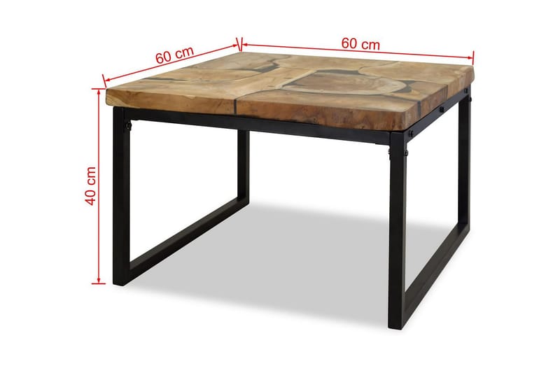 Soffbord teakträ och harts 60x60x40 cm - Svart - Soffbord - Bord