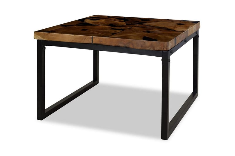 Soffbord teakträ och harts 60x60x40 cm - Svart - Möbler - Vardagsrum - Soffbord & vardagsrumsbord - Soffbord