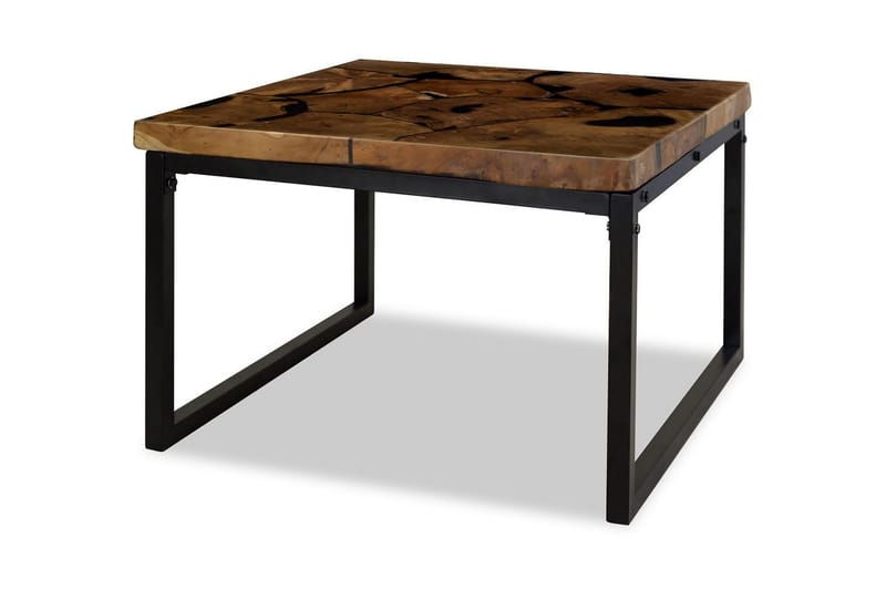 Soffbord teakträ och harts 60x60x40 cm - Svart - Möbler - Vardagsrum - Soffbord & vardagsrumsbord - Soffbord