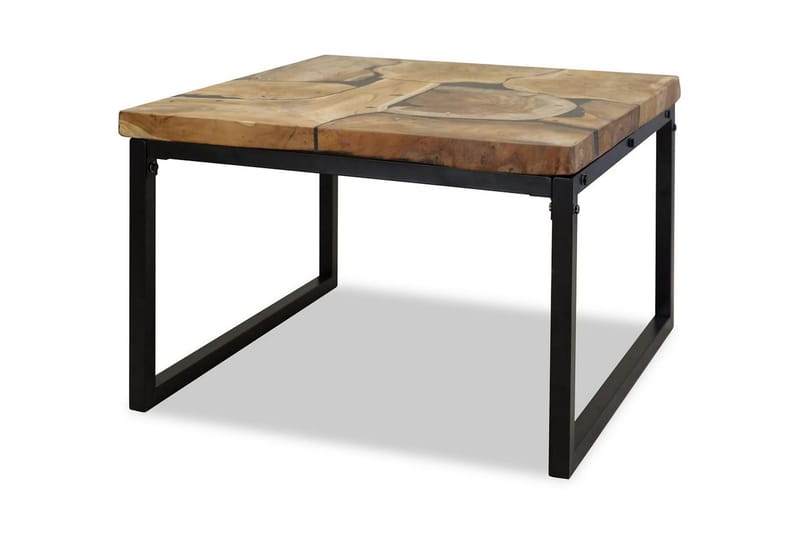 Soffbord teakträ och harts 60x60x40 cm - Svart - Möbler - Vardagsrum - Soffbord & vardagsrumsbord - Soffbord