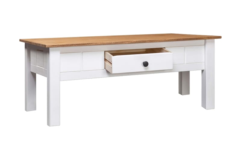 Soffbord vit 100x60x45 cm massiv furu panama - Vit - Möbler - Vardagsrum - Soffbord & vardagsrumsbord - Soffbord