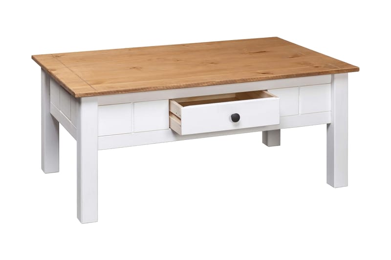 Soffbord vit 100x60x45 cm massiv furu panama - Vit - Möbler - Vardagsrum - Soffbord & vardagsrumsbord - Soffbord