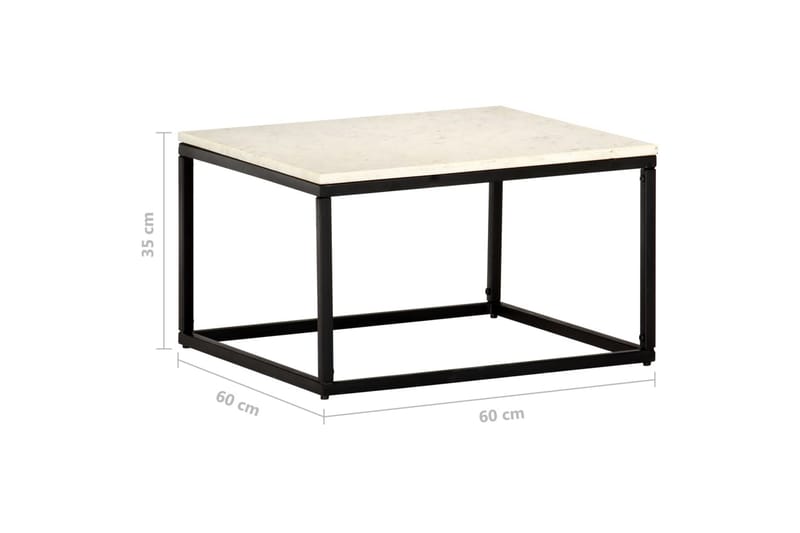Soffbord vit 60x60x35 cm äkta sten med marmorstruktur - Vit - Marmorbord - Soffbord - Bord