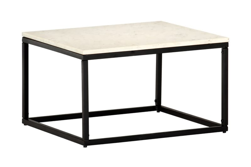 Soffbord vit 60x60x35 cm äkta sten med marmorstruktur - Vit - Marmorbord - Soffbord - Bord