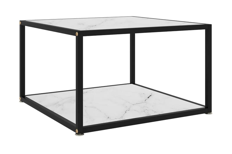 Soffbord vit 60x60x35 cm härdat glas - Vit - Marmorbord - Soffbord - Bord