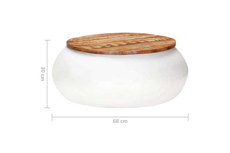 Soffbord vit 68x68x30 cm massivt återvunnet trä - Brun - Möbler - Vardagsrum - Soffbord & vardagsrumsbord - Soffbord