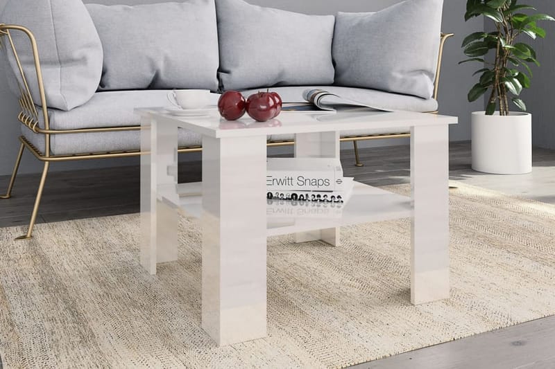 Soffbord vit högglans 60x60x42 cm spånskiva - Vit högglans - Möbler - Vardagsrum - Soffbord & vardagsrumsbord - Soffbord