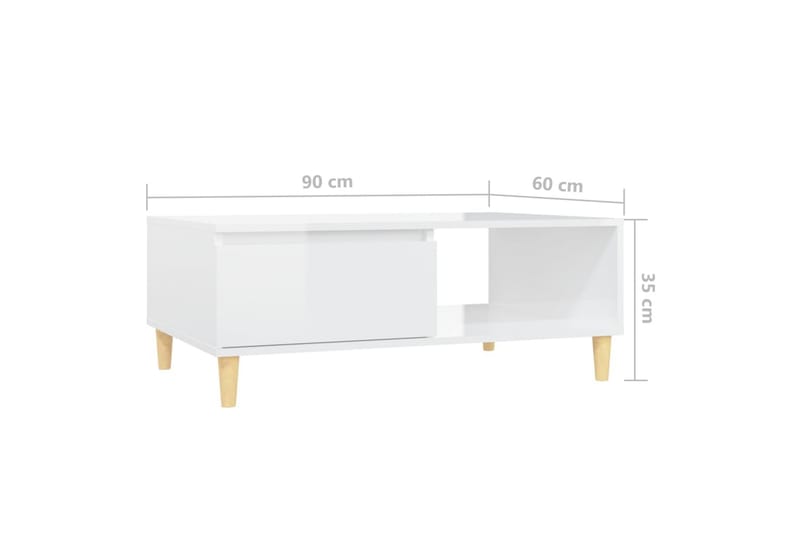Soffbord vit högglans 90x60x35 cm spånskiva - Vit - Bord - Soffbord