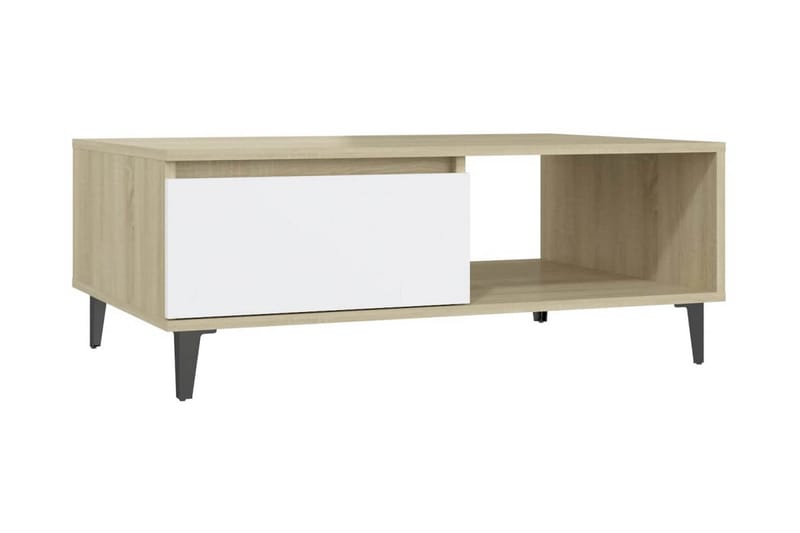 Soffbord vit och sonoma-ek 90x60x35 cm spånskiva - Vit - Möbler - Vardagsrum - Soffbord & vardagsrumsbord - Soffbord
