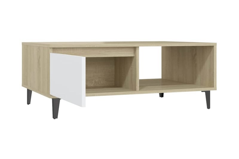 Soffbord vit och sonoma-ek 90x60x35 cm spånskiva - Vit - Möbler - Vardagsrum - Soffbord & vardagsrumsbord - Soffbord