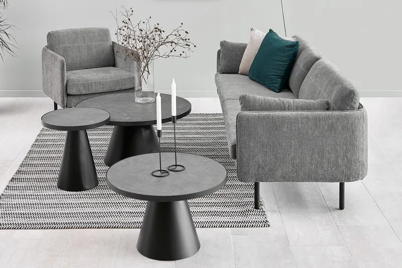 Soli Förlängingsbart Soffbord 66 cm Runt - Glas/Svart/Matt Svart - Möbler - Vardagsrum - Soffbord & vardagsrumsbord - Soffbord