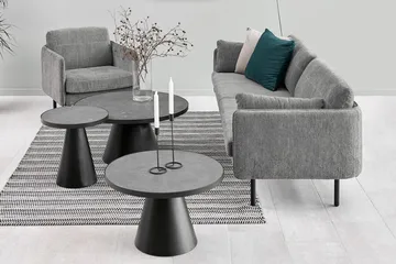 Soli Förlängingsbart Soffbord 66 cm Runt - Glas/Svart/Matt Svart - Möbler - Vardagsrum - Soffbord & vardagsrumsbord - Soffbord