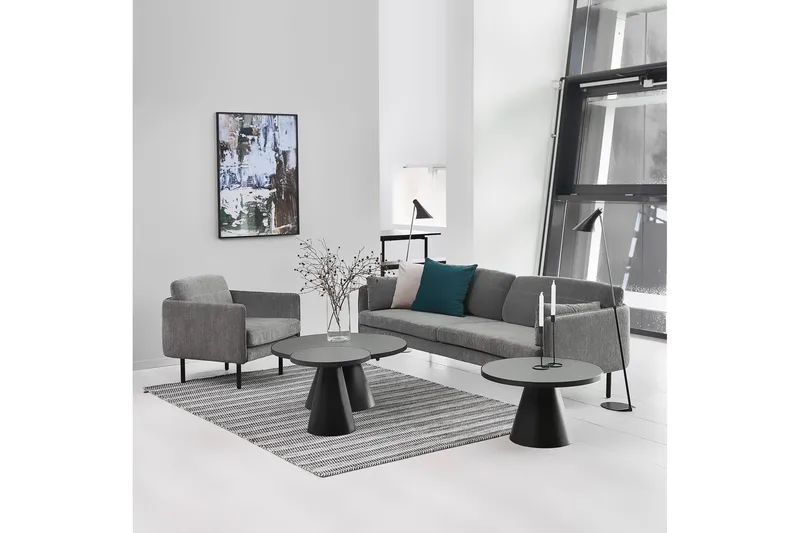 Soli Förlängingsbart Soffbord 66 cm Runt - Glas/Svart/Matt Svart - Möbler - Vardagsrum - Soffbord & vardagsrumsbord - Soffbord