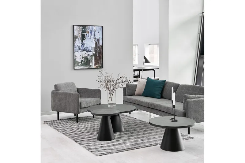 Soli Förlängingsbart Soffbord 66 cm Runt - Glas/Svart/Matt Svart - Möbler - Vardagsrum - Soffbord & vardagsrumsbord - Soffbord