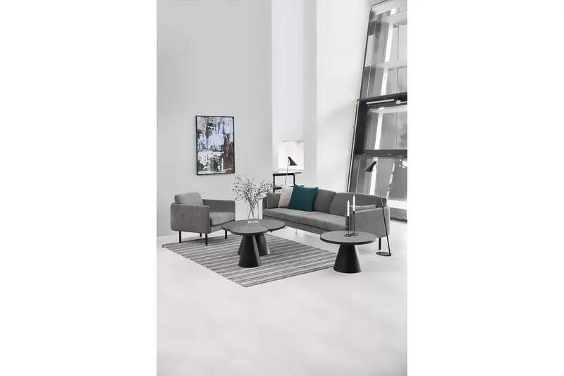 Soli Soffbord 46 cm Runt - Glas/Svart/Matt Svart - Möbler - Vardagsrum - Soffbord & vardagsrumsbord - Soffbord