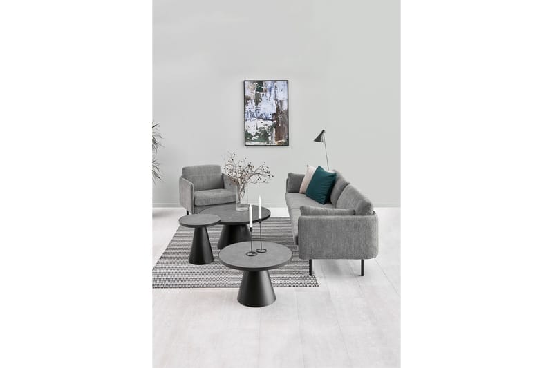 Soli Soffbord 46 cm Runt - Glas/Svart/Matt Svart - Möbler - Vardagsrum - Soffbord & vardagsrumsbord - Soffbord