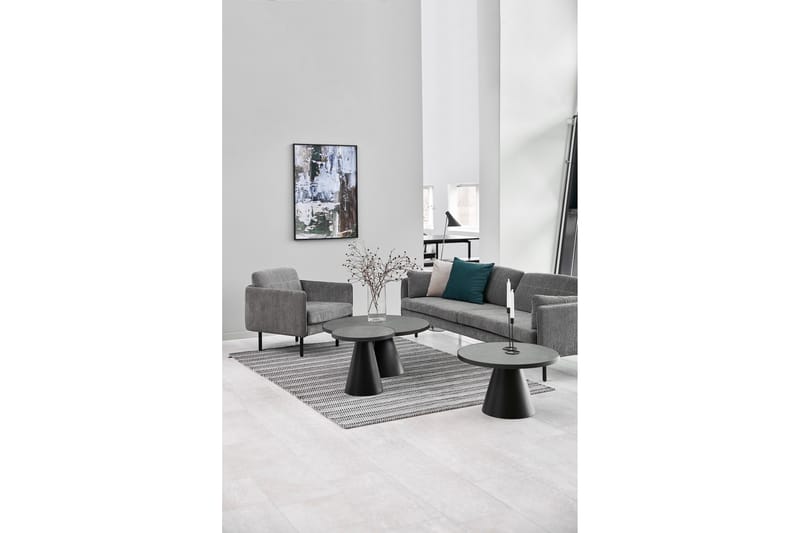 Soli Soffbord 46 cm Runt - Glas/Svart/Matt Svart - Möbler - Vardagsrum - Soffbord & vardagsrumsbord - Soffbord