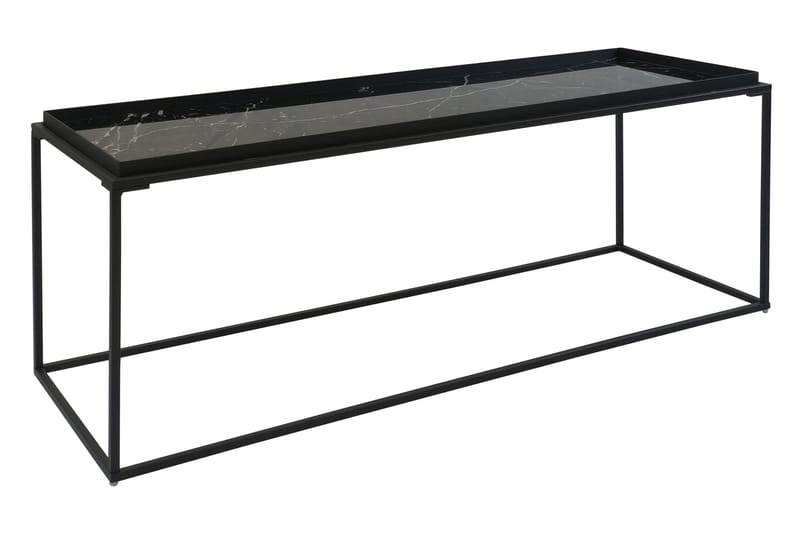 SOURIN Soffbord 122 cm Marmormönster Glas/Svart - Marmorbord - Soffbord - Bord