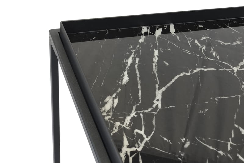 SOURIN Soffbord 122 cm Marmormönster Glas/Svart - Möbler - Vardagsrum - Soffbord & vardagsrumsbord - Soffbord