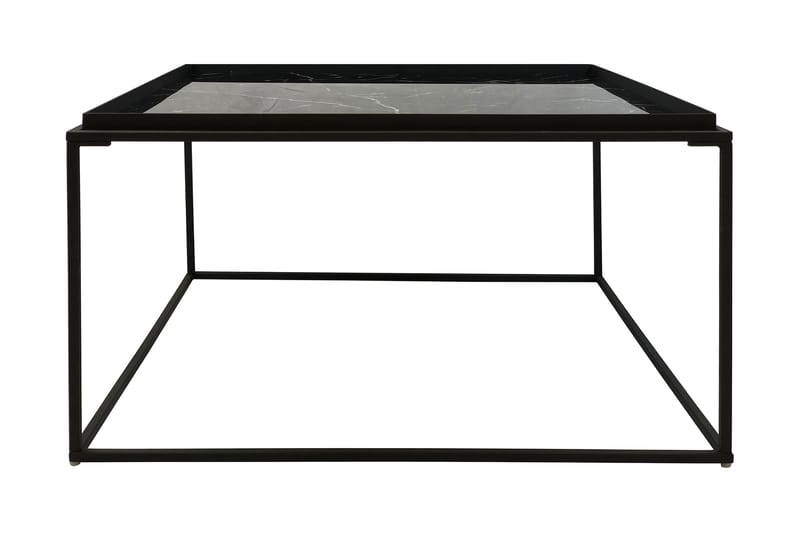 SOURIN Soffbord 80 cm Marmormönster Kvadratisk Glas/Svart - Svart - Möbler - Vardagsrum - Soffbord & vardagsrumsbord - Soffbord