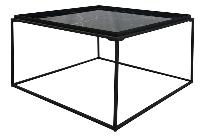 SOURIN Soffbord 80 cm Marmormönster Kvadratisk Glas/Svart - Svart - Möbler - Vardagsrum - Soffbord & vardagsrumsbord - Soffbord