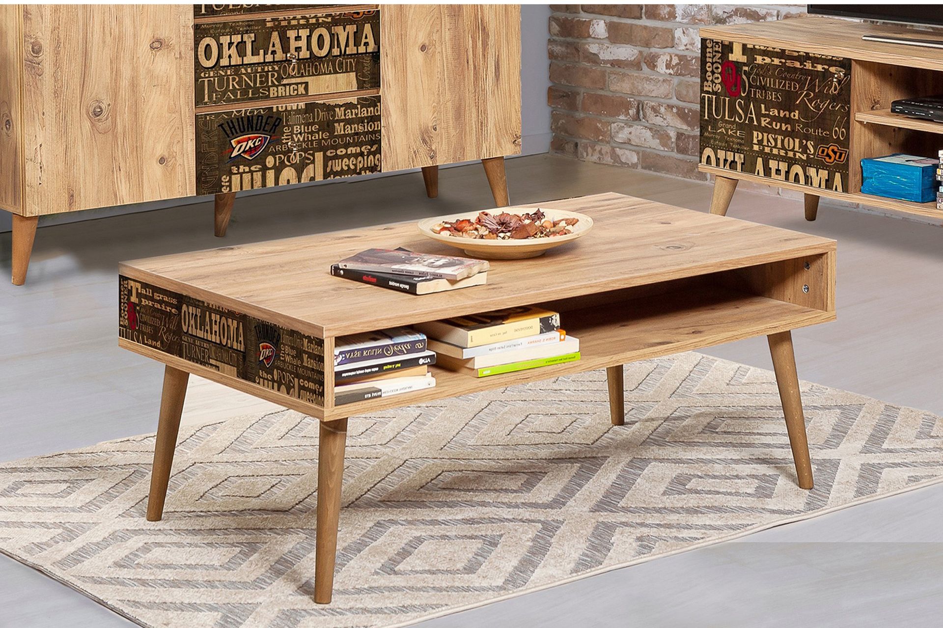 STENBYN Soffbord 110 cm med Förvaring Hylla Oklahoma Natur - Möbler - Vardagsrum - Soffbord & vardagsrumsbord - Soffbord
