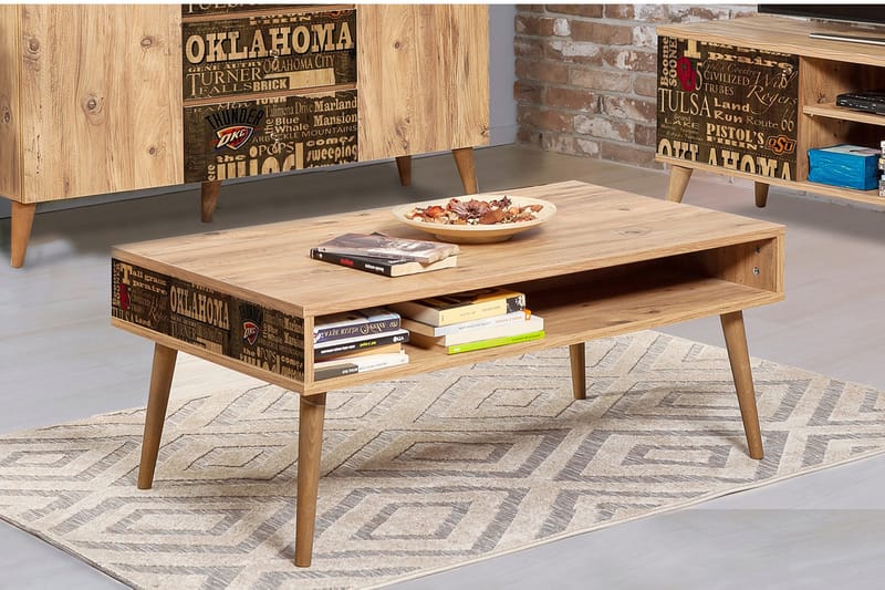 STENBYN Soffbord 110 cm med Förvaring Hylla Oklahoma Natur - Möbler - Vardagsrum - Soffbord & vardagsrumsbord - Soffbord