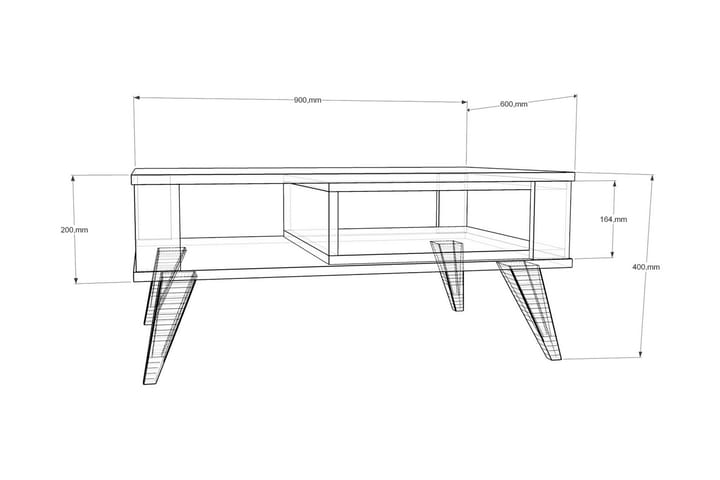 STENHESTRA Soffbord 90 cm med Förvaring Hylla Brun/Vit -   - Bord - Soffbord