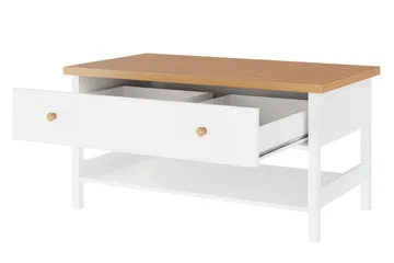 Storys Soffbord 110 cm med Förvaring Låda + Hylla - Beige/Vit - Möbler - Vardagsrum - Soffbord & vardagsrumsbord - Soffbord