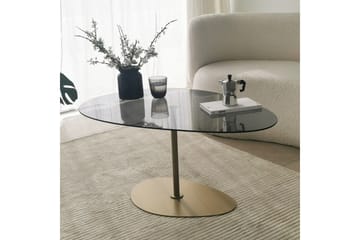 Svanabyn 90 cm Ovalt Soffbord i Glas och Metall - Grå - Möbler - Vardagsrum - Soffbord & vardagsrumsbord - Soffbord