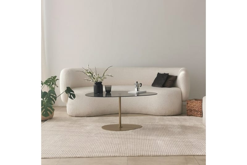 Svanabyn 90 cm Ovalt Soffbord i Glas och Metall - Grå - Möbler - Vardagsrum - Soffbord & vardagsrumsbord - Soffbord