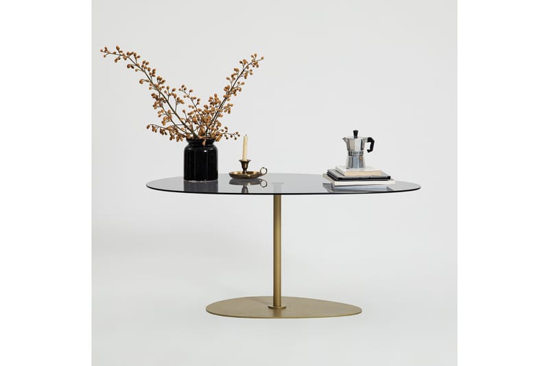 Svanabyn 90 cm Ovalt Soffbord i Glas och Metall - Grå - Möbler - Vardagsrum - Soffbord & vardagsrumsbord - Soffbord