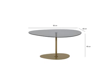 Svanabyn 90 cm Ovalt Soffbord i Glas och Metall - Grå - Möbler - Vardagsrum - Soffbord & vardagsrumsbord - Soffbord