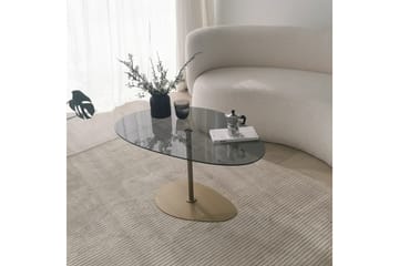 Svanabyn 90 cm Ovalt Soffbord i Glas och Metall - Grå - Möbler - Vardagsrum - Soffbord & vardagsrumsbord - Soffbord