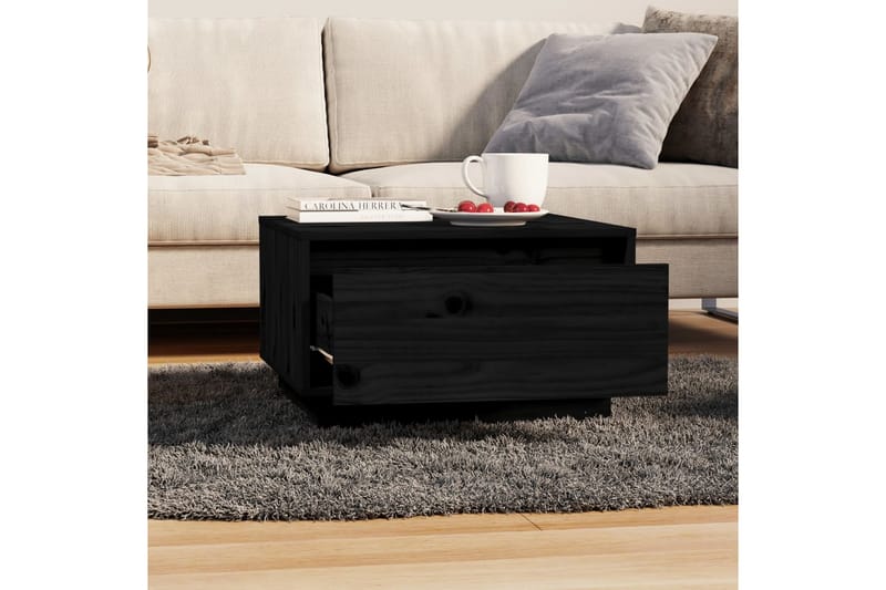 Soffbord svart 55x56x32 cm massiv furu - Svart - Soffbord - Bord