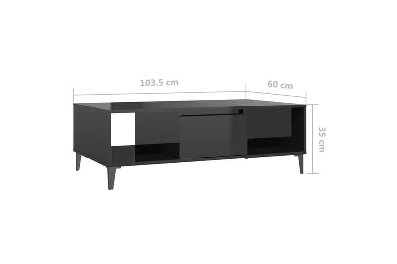 Soffbord svart högglans 103,5x60x35 cm spånskiva - Svart - Soffbord - Bord