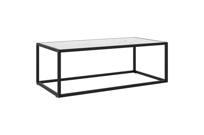 Soffbord svart med vit marmor glas 100x50x35 cm - Svart - Marmorbord - Soffbord - Bord