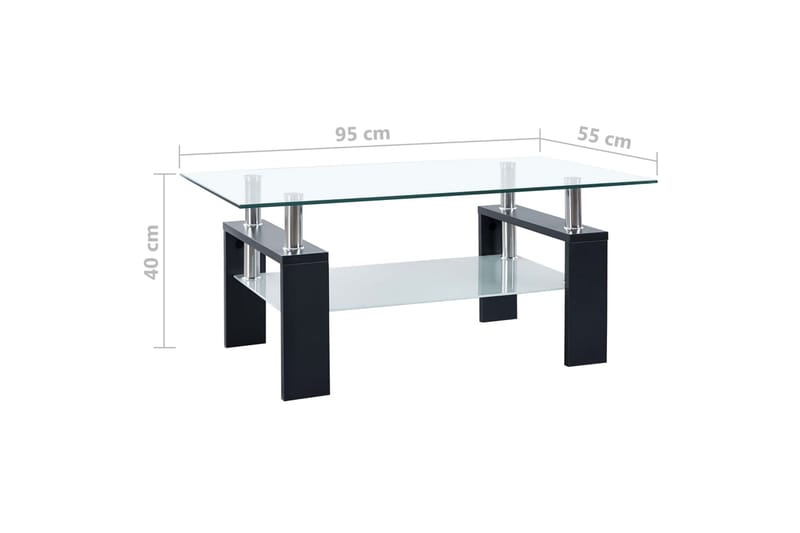 Soffbord svart och transparent 95x55x40 cm härdat glas - Soffbord - Bord