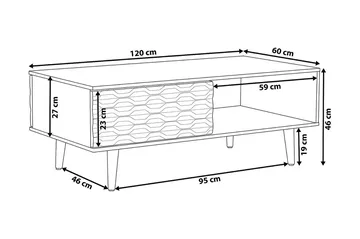 Swanea Soffbord 120 cm med Förvaring Skåp + Hylla - Ljusbrun/Vit - Möbler - Vardagsrum - Soffbord & vardagsrumsbord - Soffbord